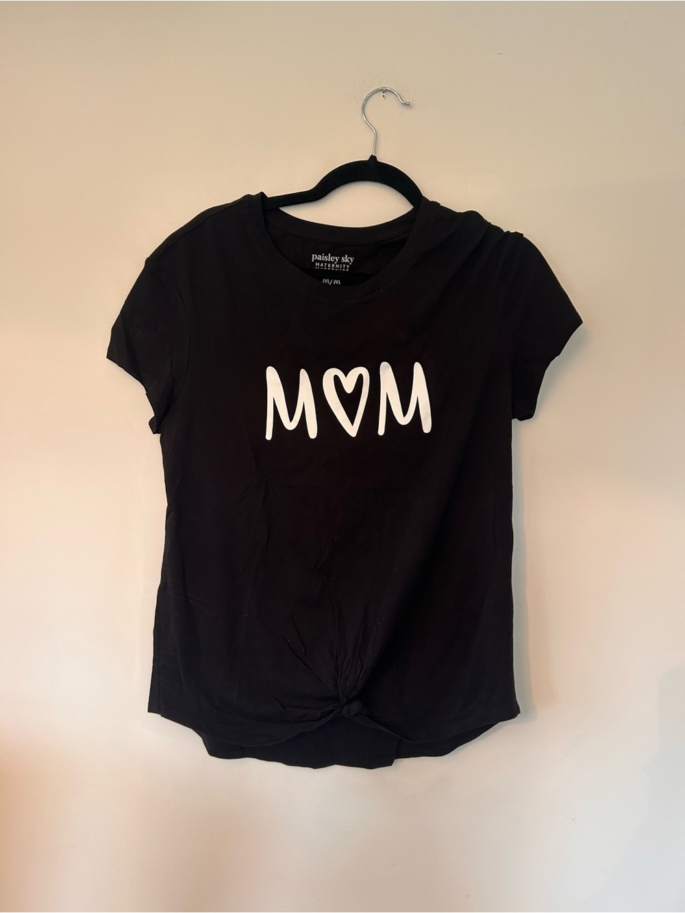 Maternity M♡M Black Tie-Front Tee